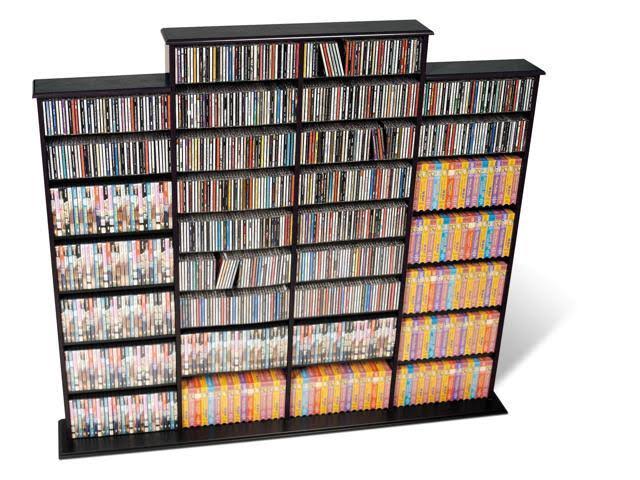 Prepac Double Floating Media Wall Storage Shelf, Black