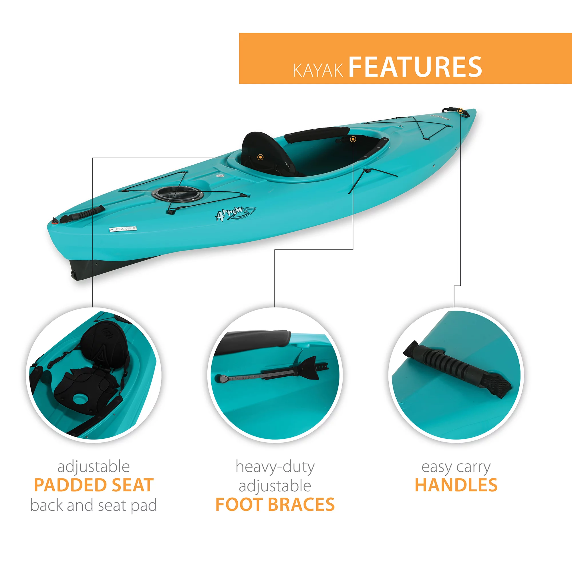 Lifetime Arrow 123 inch Sit-Inside Kayak, Teal (90619)