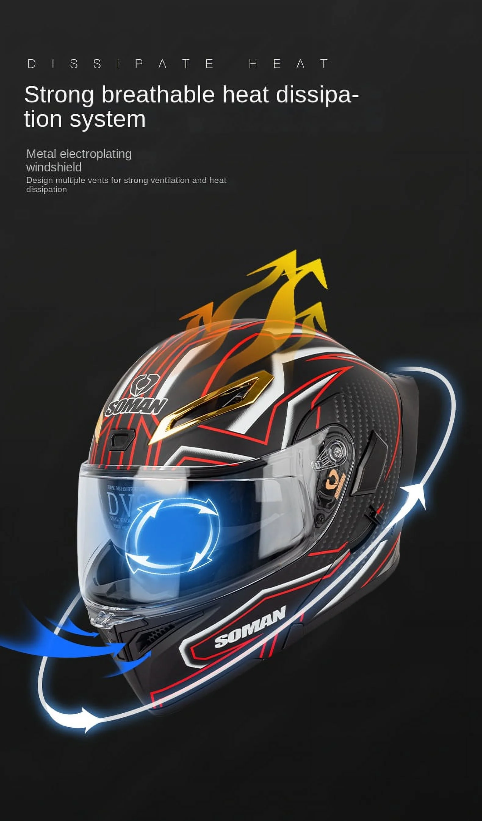System Helmet Motorcycle Helmet Flip-Up Helmet Full Face Helmet Men Women Full Helmet Sun Visor Black Helmet DOT/ECE Approved Breathable Sun Protection Matte Black - Curated Treasures Market