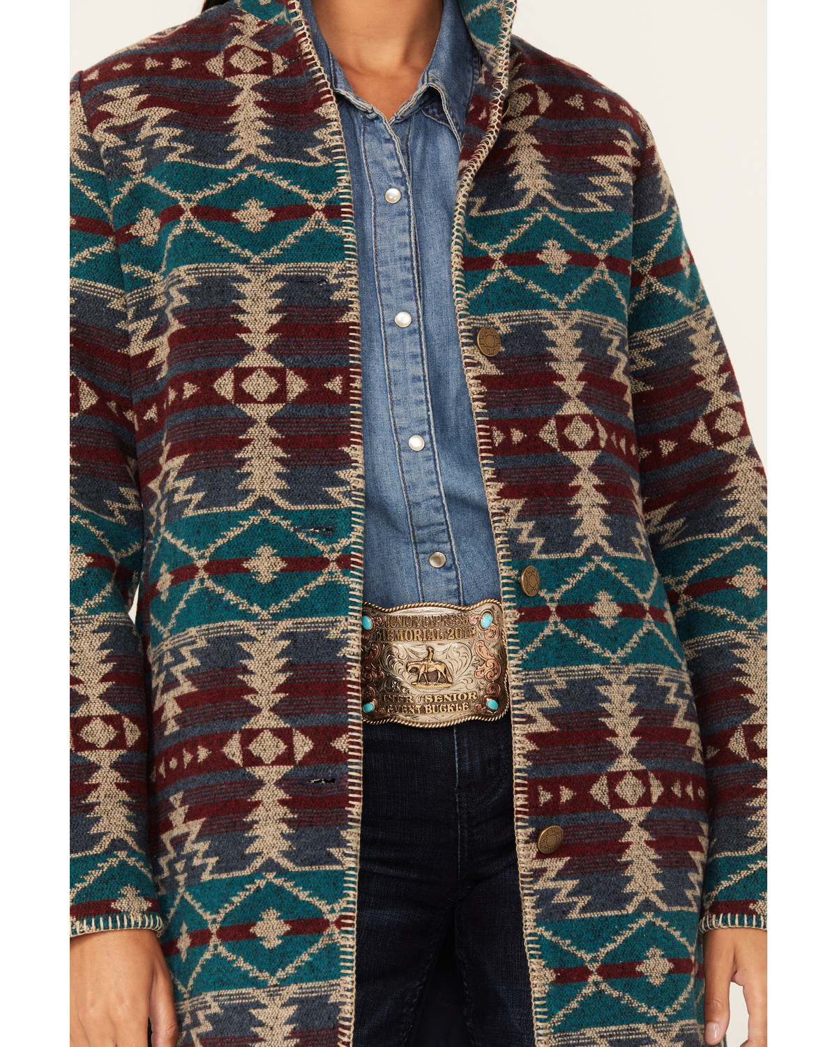 Outback Trading Co Women's Southwestern Print Moree Jacket Burgundy Large  US