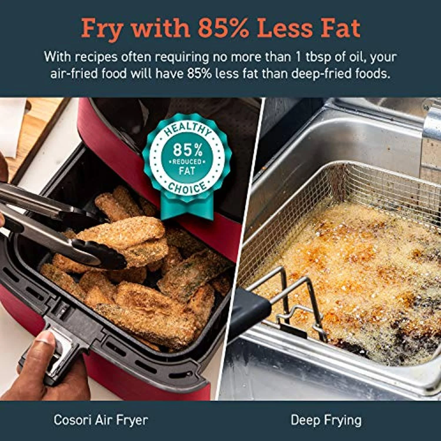 Cosori Air Fryer(100 Recipes, Rack u0026 5 Skewers),5.8QT Electric Hot Air Fryers Oven Oilless Cooker,11 Presets,Preheatu0026 Sh