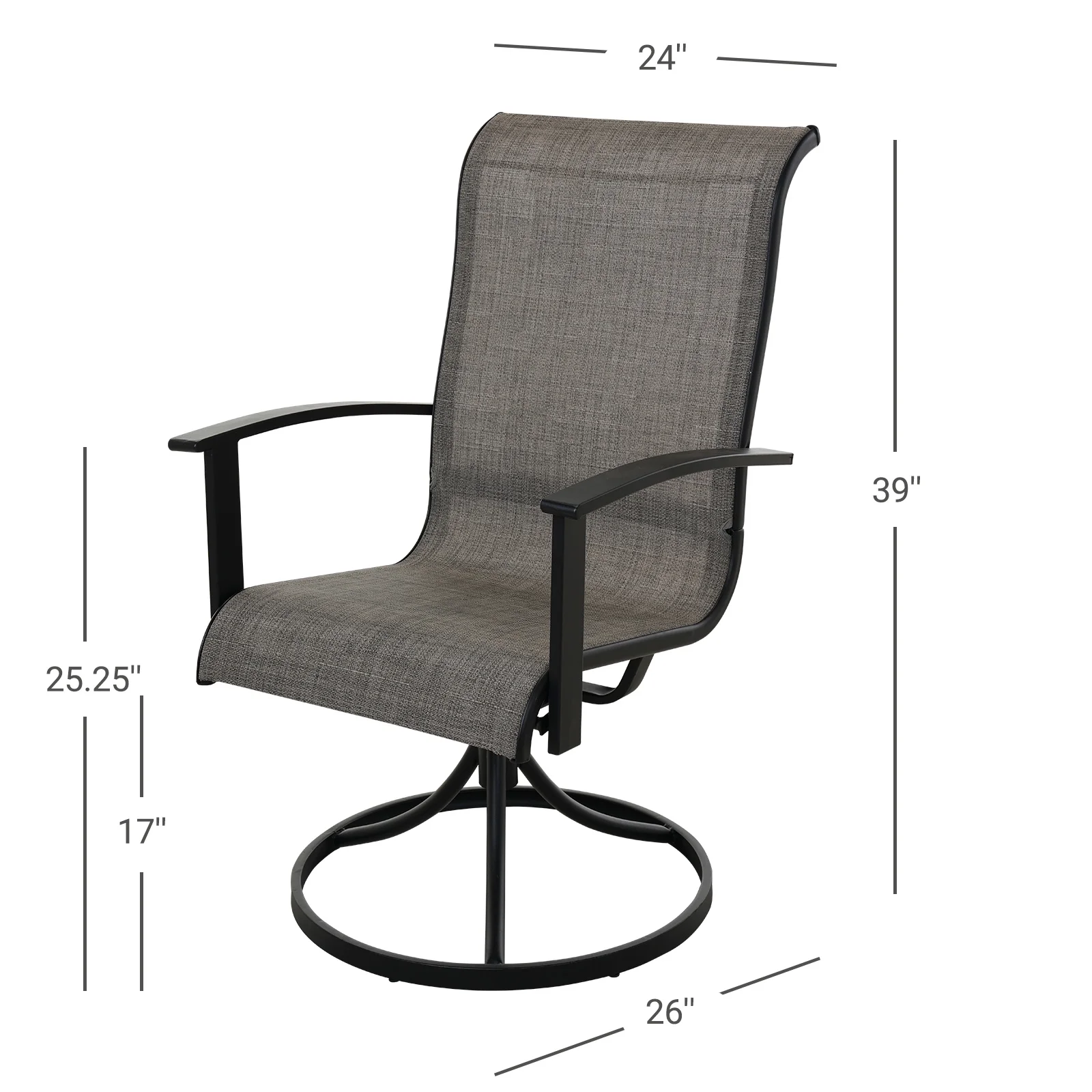 Grand Patio Outdoor Patio Swivel Chairs Set of 2 Dining Chairs, All-weather Sling Patio Rocking Chairs with Metal Frame, Mixed Coffee