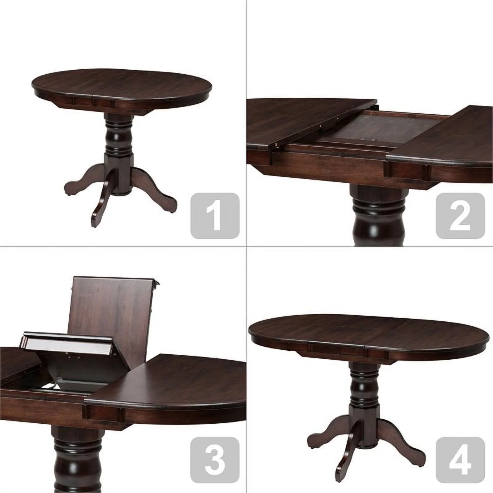 Pemberly Row Extendable Oval Contemporary Wood Dining Table in Cappuccino - Curated Treasures Market