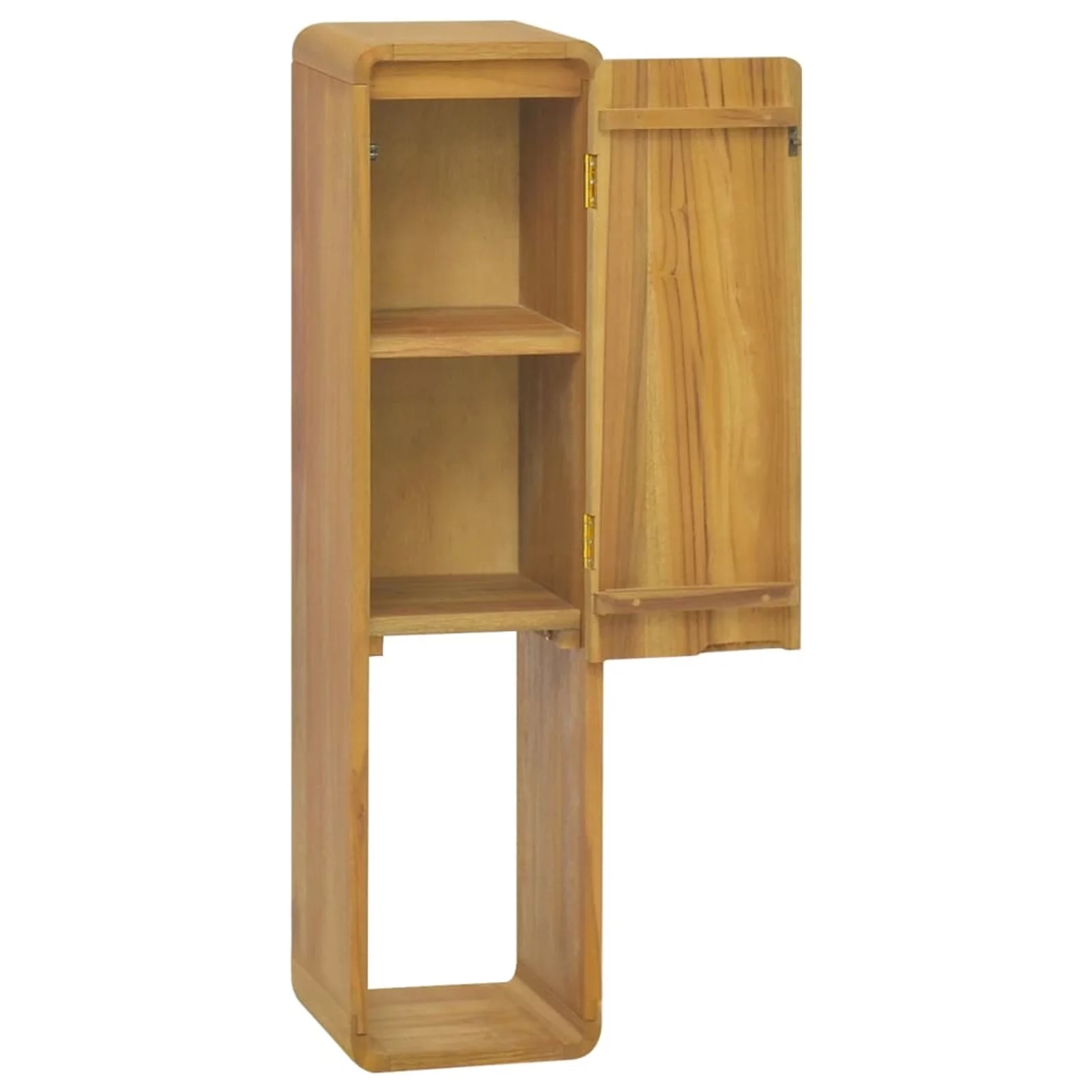 Dcenta Wall Mounted Bathroom Cabinet with Door and Shelves Teak Wood Hanging Storage Cabinet for Washroom, Home Furniture 9.8 x 9.8 x 39.4 Inches (W x D x H)