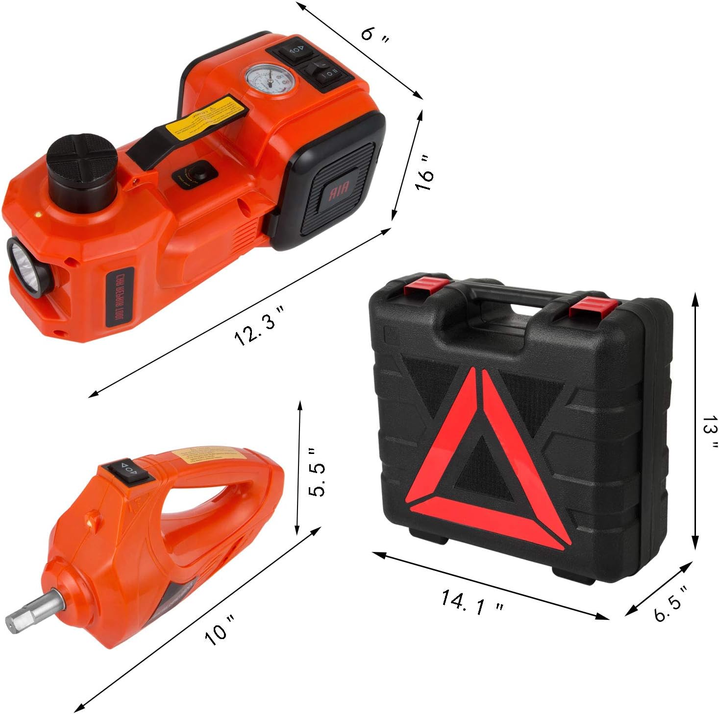 VEVOR Electric Car Jack, Electric Hydraulic Jack 3 Ton(6600 lbs) with Tire Inflator Pump and Electric Wrench, DC 12V Car Floor Jack Electric Jack Lift for an Emergency Tire Change