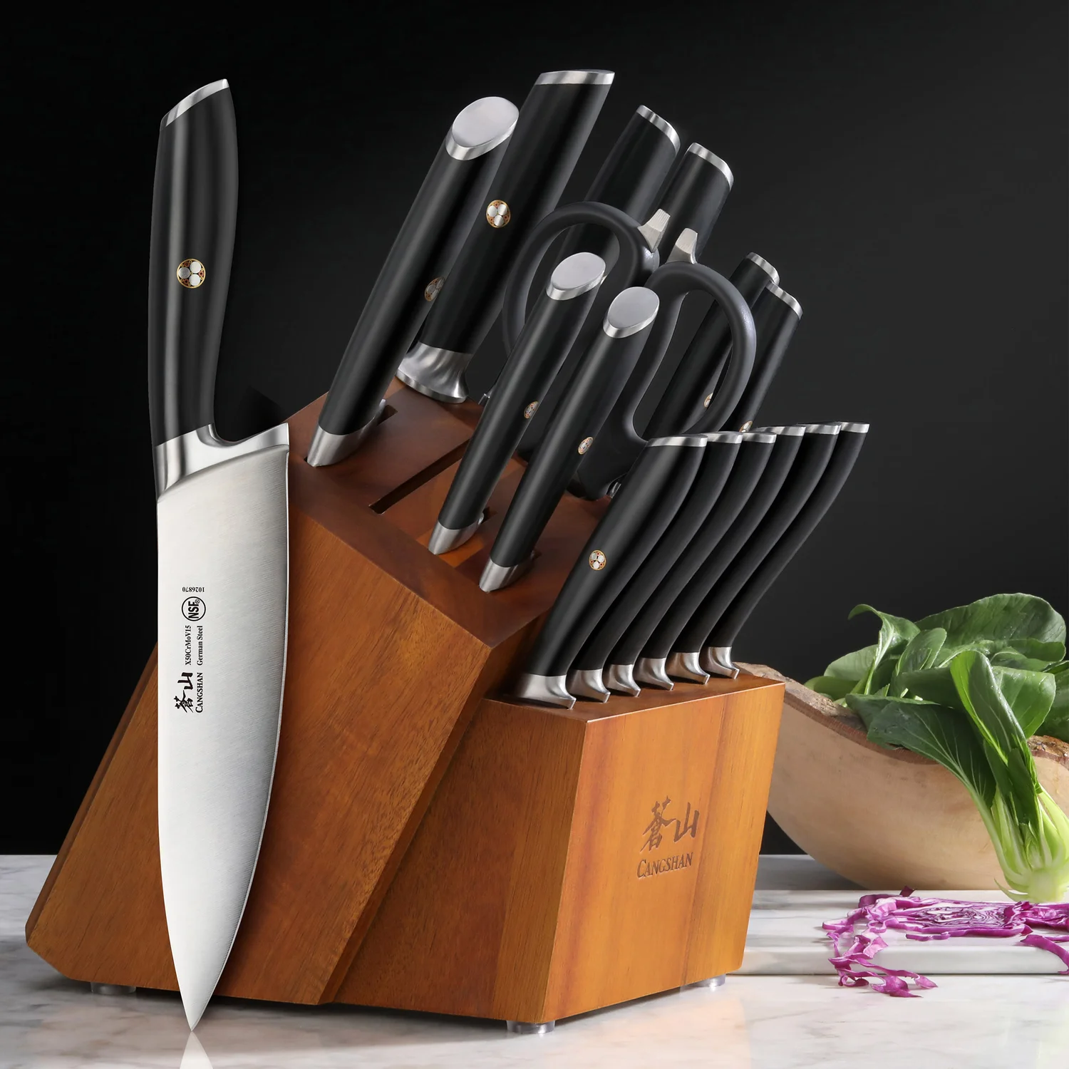 Cangshan L Series 17-Piece German Steel Forged Knife Set Black - Curated Treasures Market