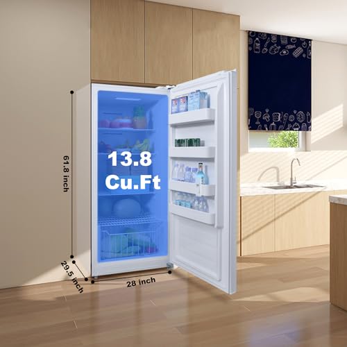 SMETA Upright Freezers 13.8 Cuft, Stand Up Convertible Refrigerator/Freezer, Garage Ready Frost Free Standing Deep Freezer, Dual Mode, White