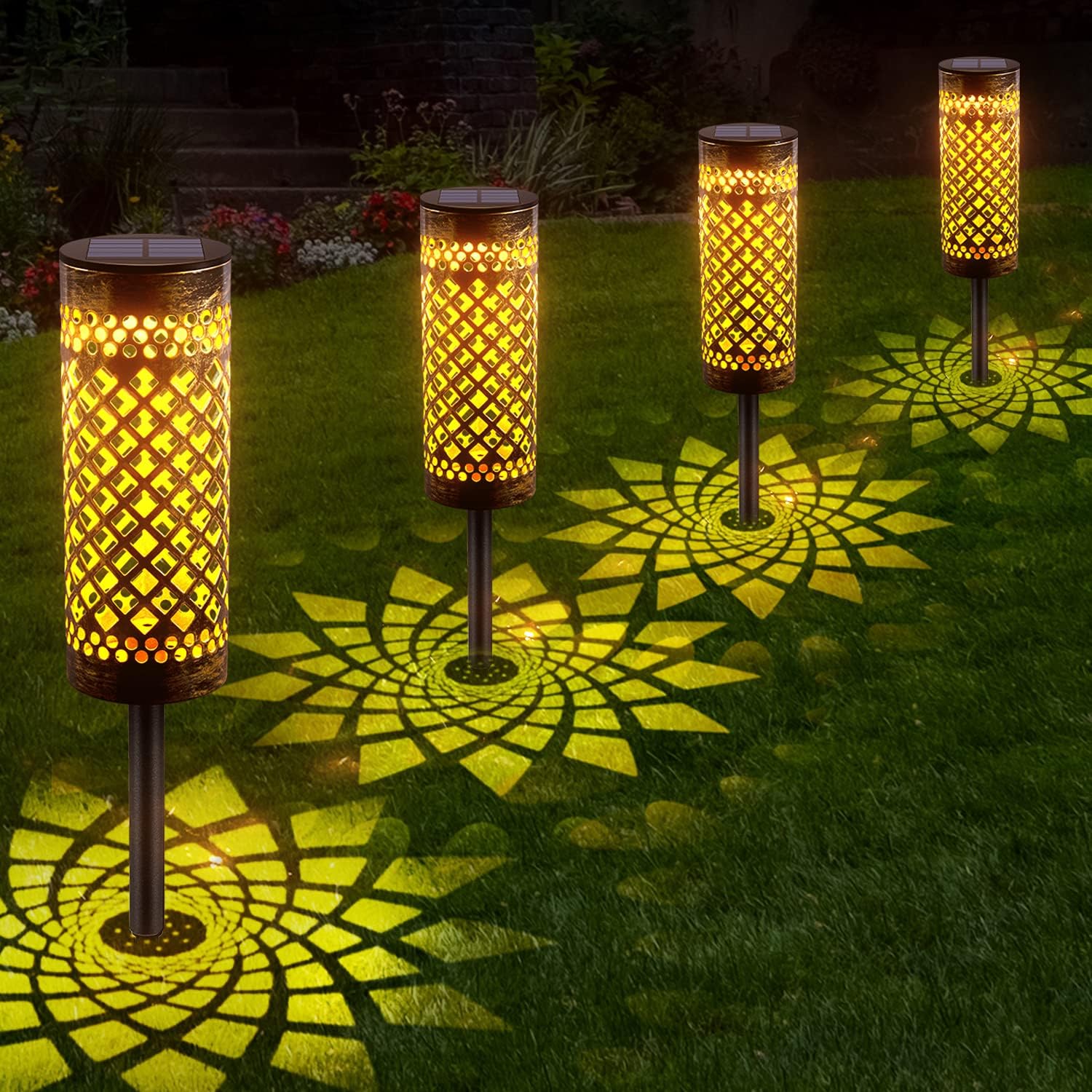 6 Pack Solar Pathway Lights Outdoor, KOOPER Solar Lights Bright Metal Retro Solar Garden Lights Decorative Waterproof Solar Powered Led Landscape Lighting for Path Lawn Patio Yard Walkway