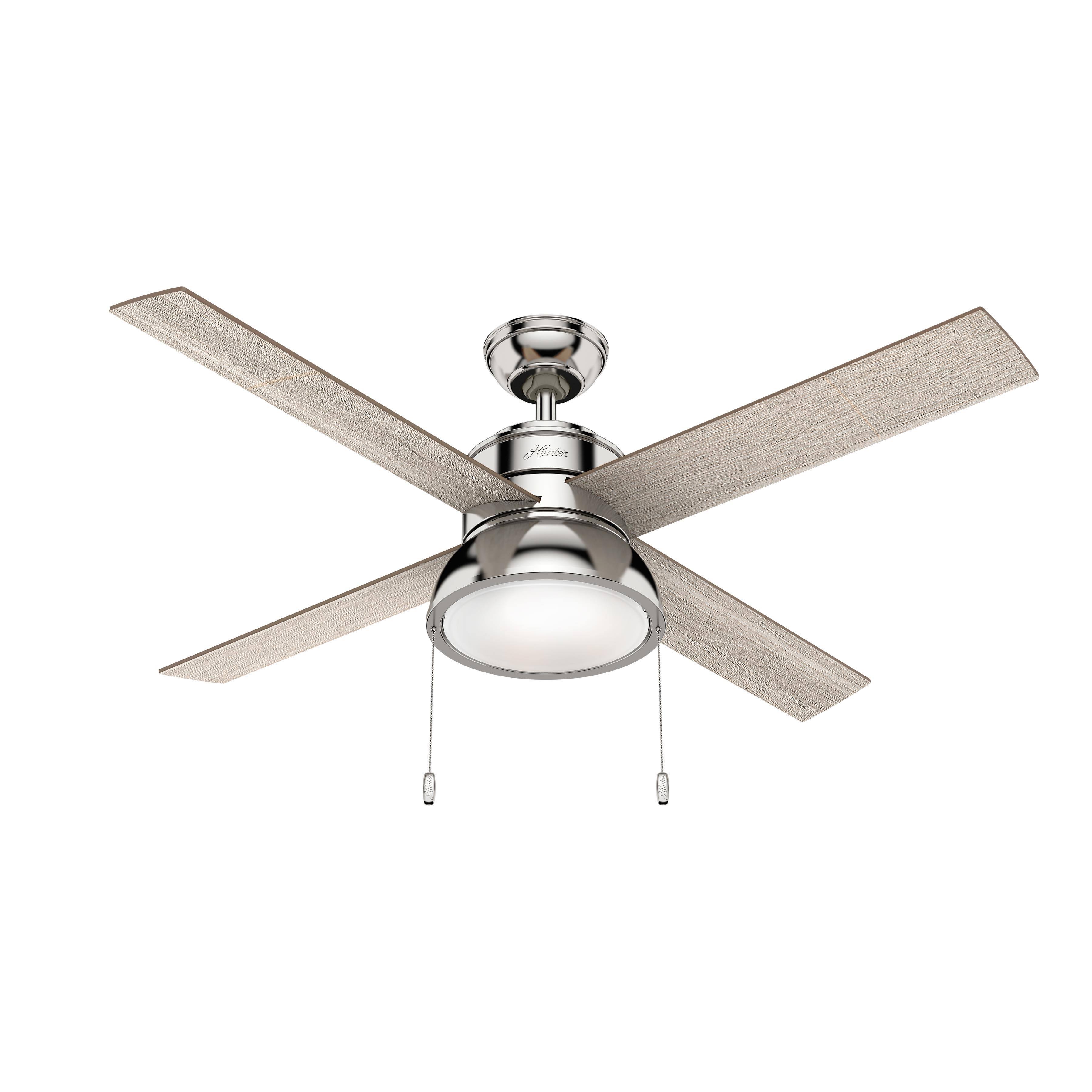 Hunter 54153 52 in. Loki Ceiling Fan with Light (Polished Nickel)