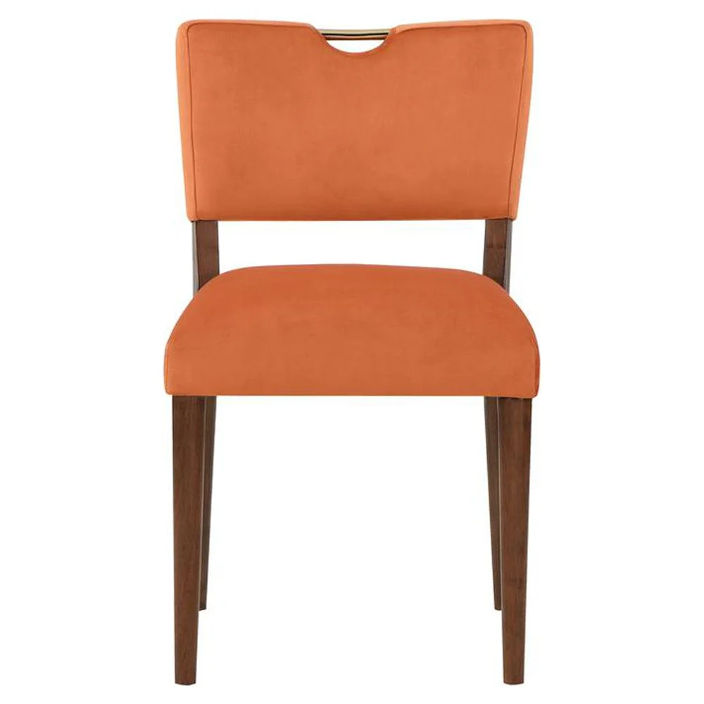 Comfort Pointe Bonito Burnt Orange Velvet 5-Piece Dining Set in Walnut Finish