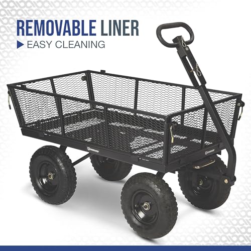 Strongway Steel Dump Cart with Removable Liner - 1200-Lb. Capacity, 50in.L x 24in.W Overall Size