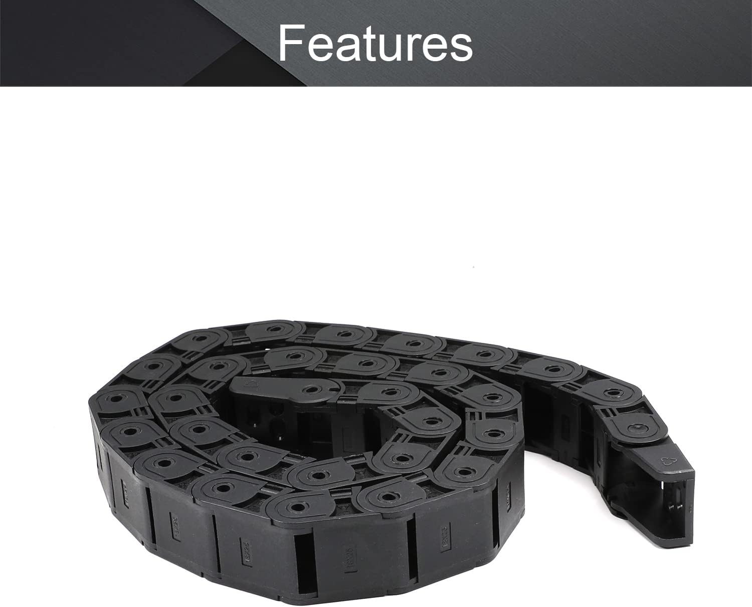 Fielect Drag Chain Cable Carrier Open Type with End Connectors R100 35X100mm 1 Meter Plastic for Electrical CNC Router Machines Black 1Pcs
