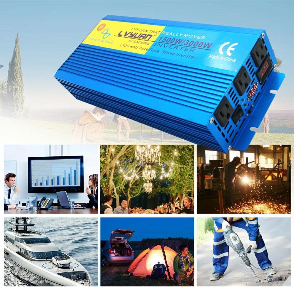 Cantonape Pure Sine Wave Inverter 4000W Power Inverter 24V to 110V DC to AC with LED Display Remote Controller for Truck RV Home Solar System