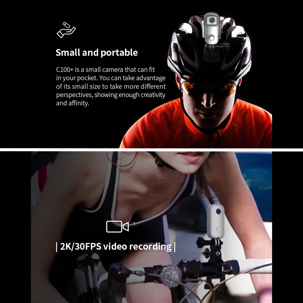 SJCAM C100+ Action 4K 30fps Video Digital 30M Waterproof Magnetic Body Built-in Rechrageable Battery WiFi Connection APP Sharing - Curated Treasures Market