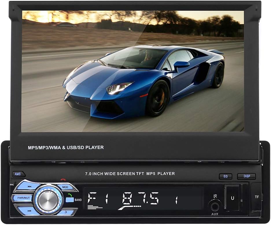 Single din Touchscreen car Stereo with Bluetooth 7 Flexible Car Radio with FM Radio Mirror Link USB/SD Card AUX Input Car Stereo Receiver
