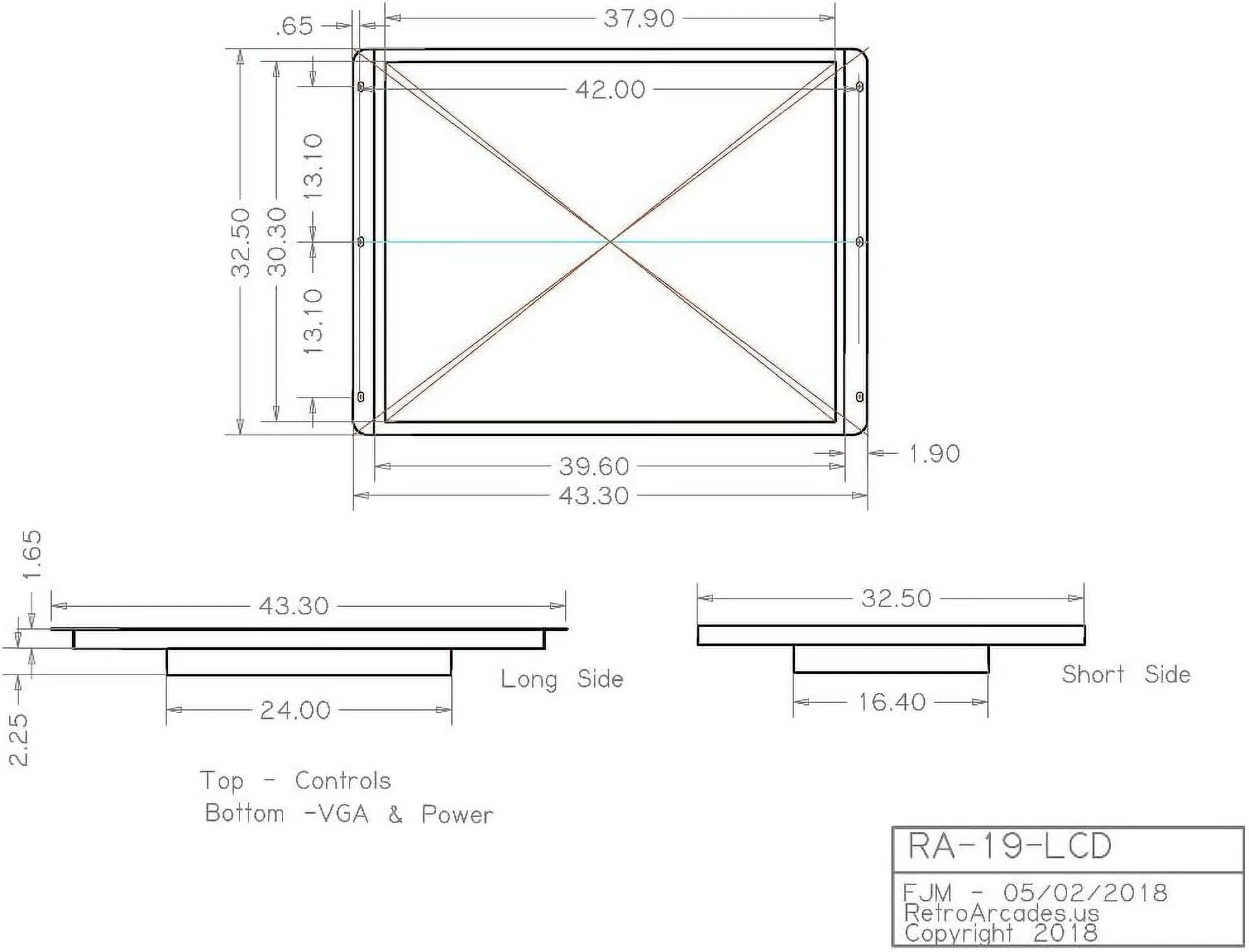 19 Inch Arcade Game LED Monitor, for Jamma, MAME, and Cocktail game cabinets, also industrial PC panel mount.