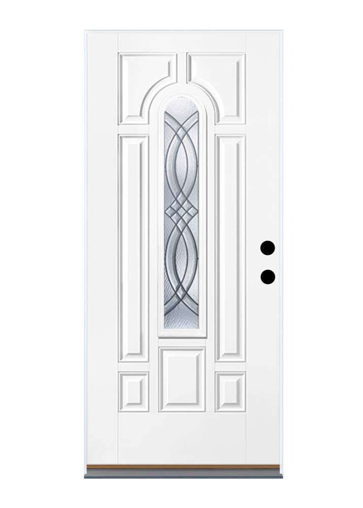 Therma-Tru Benchmark Doors TerraCourt 36-in x 80-in Fiberglass Center Arch Lite Left-Hand Inswing Ready to Paint Unfinished Preh