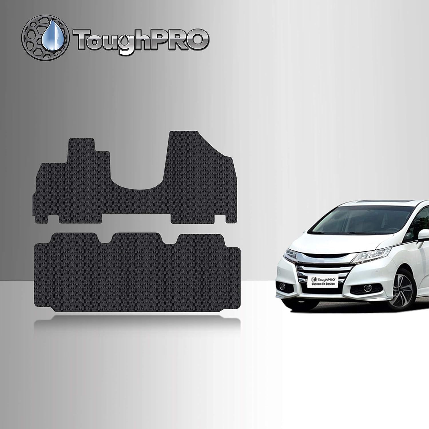 TOUGHPRO Floor Mats Accessories 1st + 2nd + 3rd Row + Cargo Mats Accessories Compatible with Honda Odyssey (8 Seater) All Weather Heavy Duty Black Rubber 2011 2012 2013 2014 2015 2016 2017