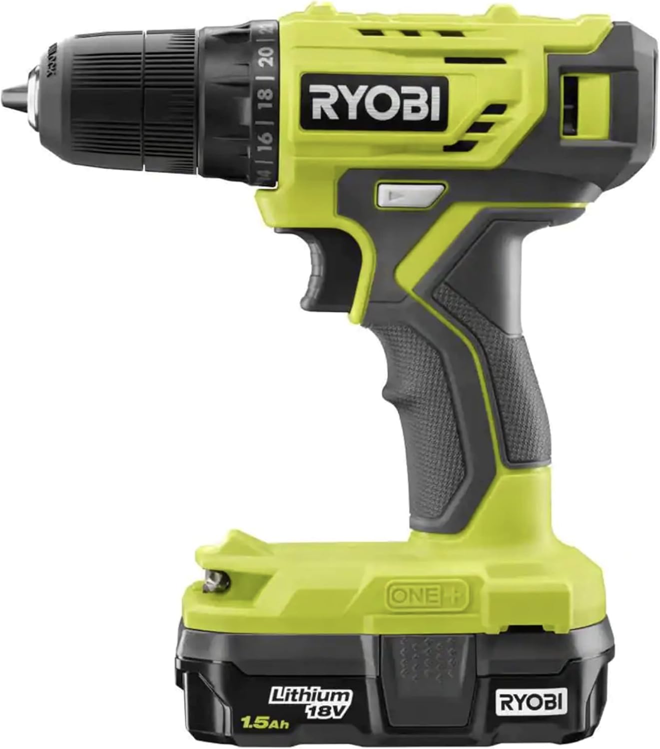 Cordless Drill Set Bundle with Ryobi 18V ONE+ Drill Driver, 3/8 Inch Chuck, 40 Piece Drill Bit Set, 1.5 Ah 18-Volt Lithium-ion Battery, 18-Volt Charger and Buho 16 Inch Tool Bag