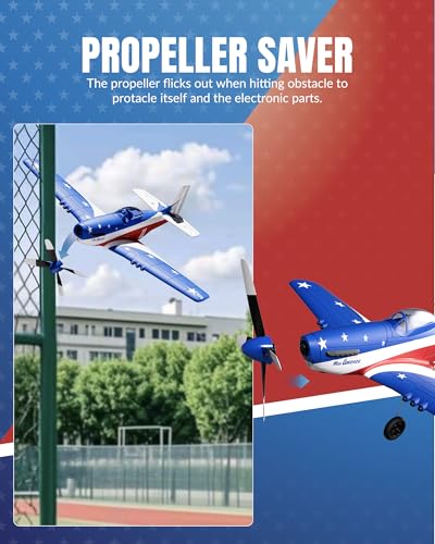 VOLANTEXRC RC Plane, 4 Channel Remote Control Airplane Fighter RTF with 6-Axis Gyro, 3 Modes & Aerobatics Easy to Fly, 2.4GHz Radio Controlled Aircraft for Beginners, Boys & Adults, P51D Mustang, Red