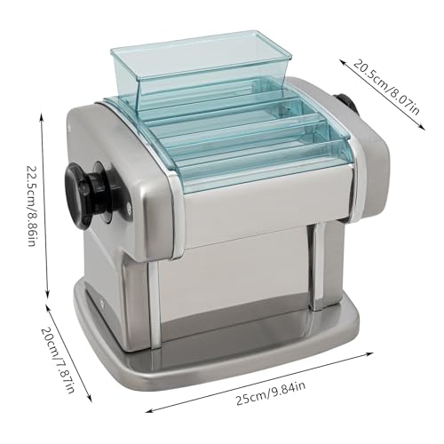 110V Electric Pasta Machine, Automatic Noodles Dumpling Dough Skin Maker 2.5mm & 4mm 2-Blades Pasta Dough Spaghetti Roller Pressing Machine 9 Thickness Settings 135W