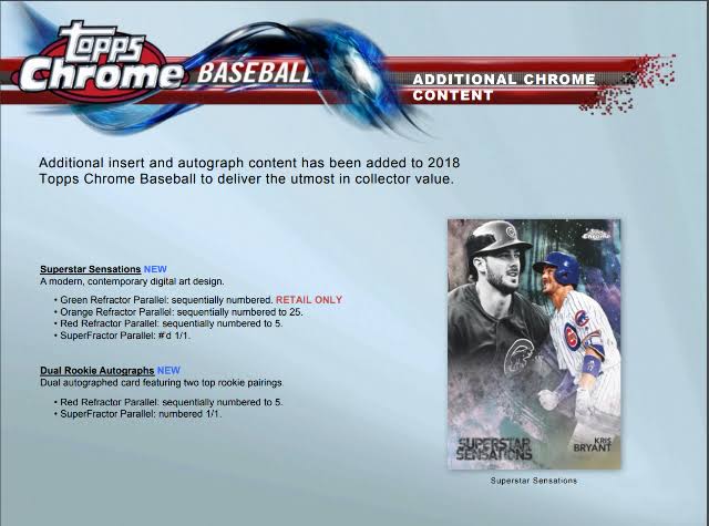 2018 Topps Chrome Baseball Blaster Box (Sealed)