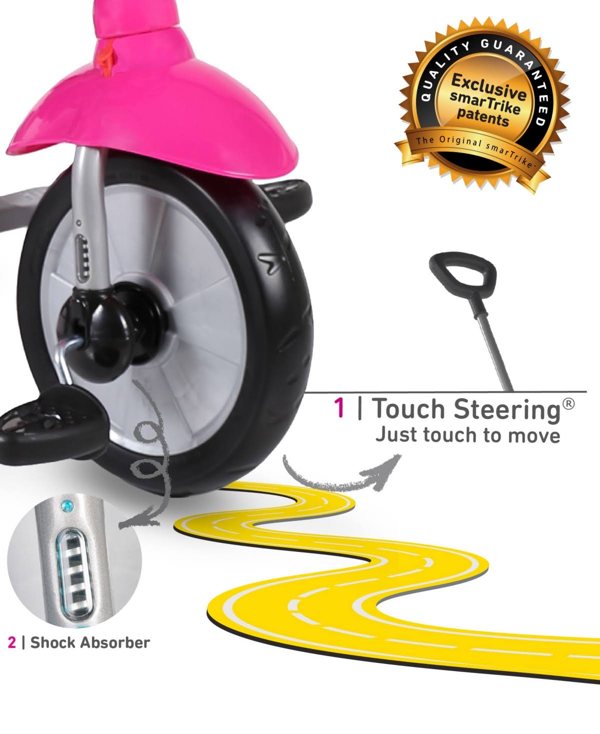 Smartrike Sky, 4-in-1 Tricycle for Toddlers 15-36 Months - Pink, Gray