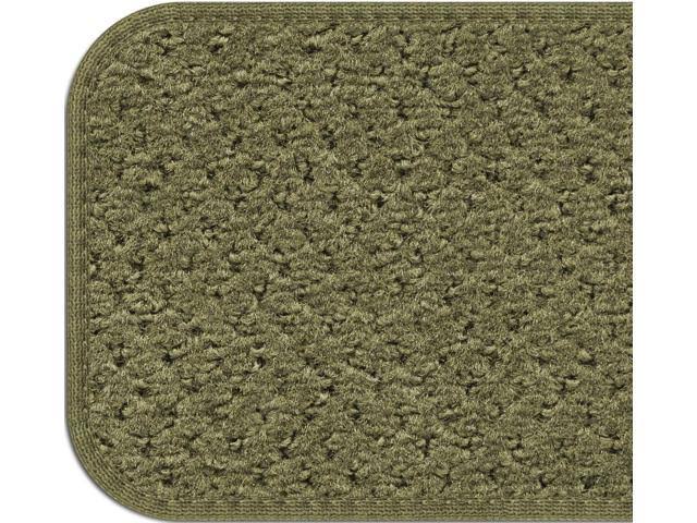 House, Home and More Set of 12 Skid-Resistant Carpet Stair Treads - Olive Green - 9 in. x 36 in.