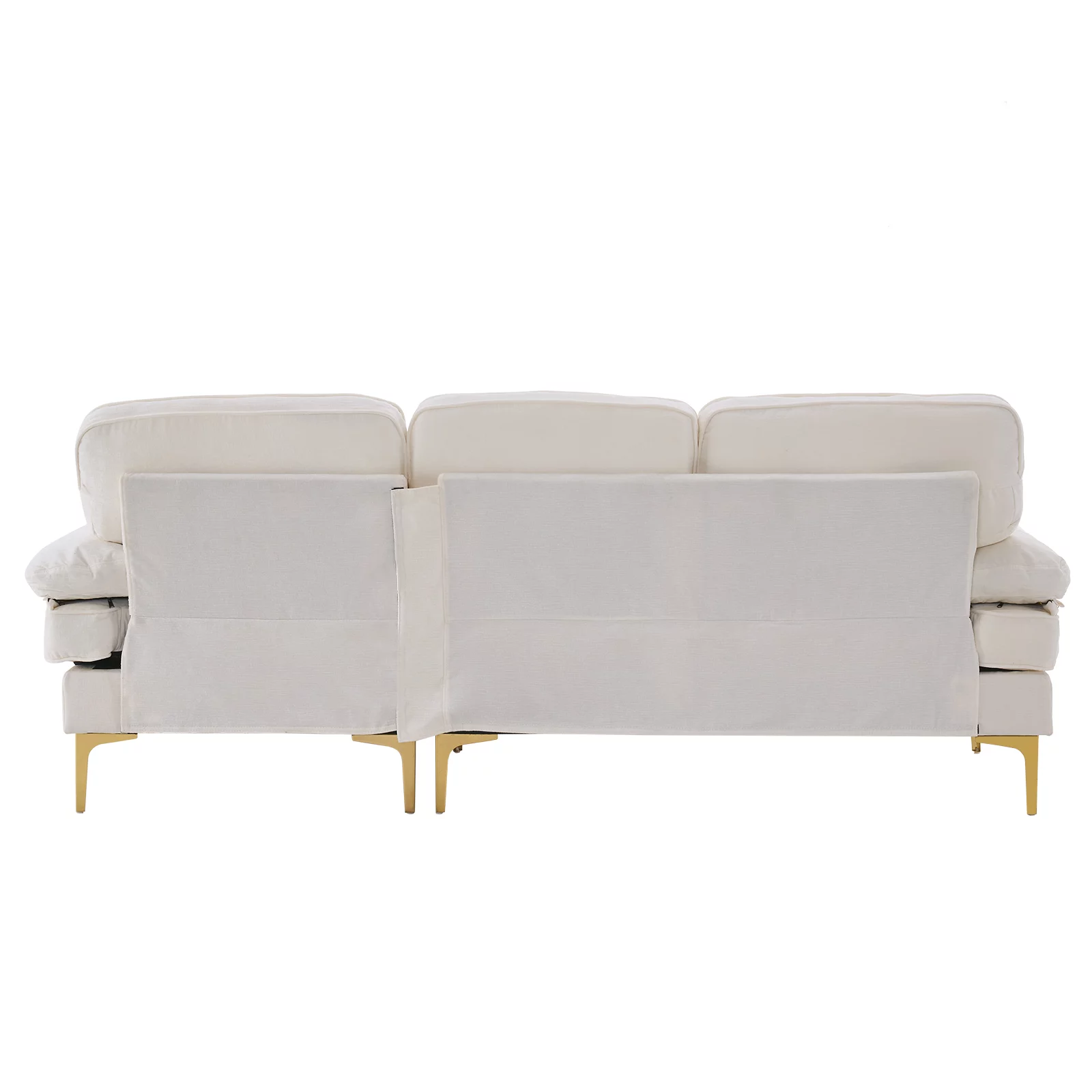 Tenozek Simple And Stylish Sectional Sofa Couch for Living Room, 83 inch L-Shape Sofa Couch 3-seat Sofas Gold-Plated Legs for Small Space, Beige