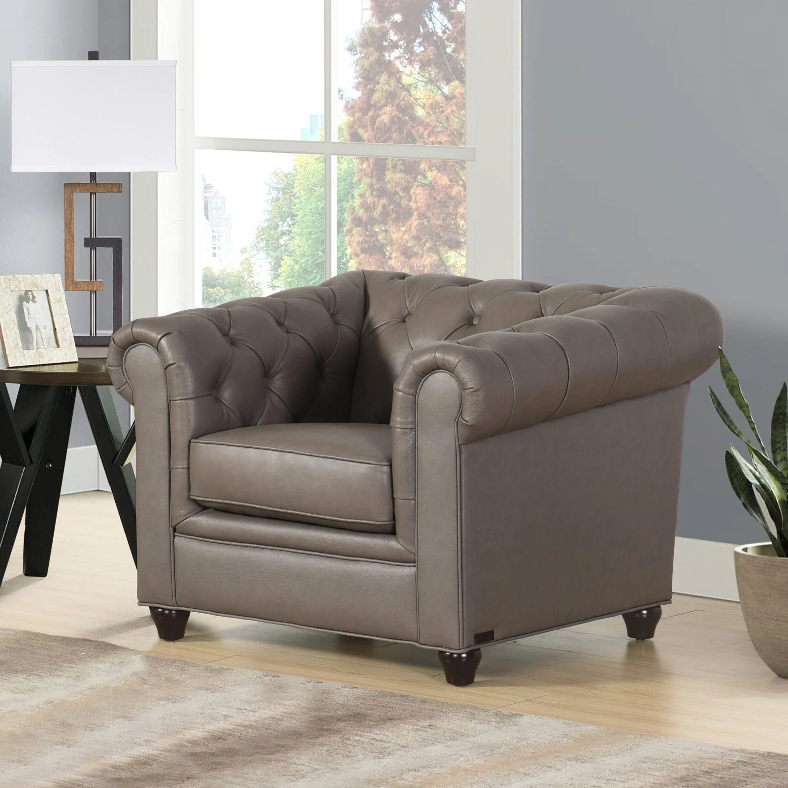 Abbyson Royale Leather Chesterfield Armchair