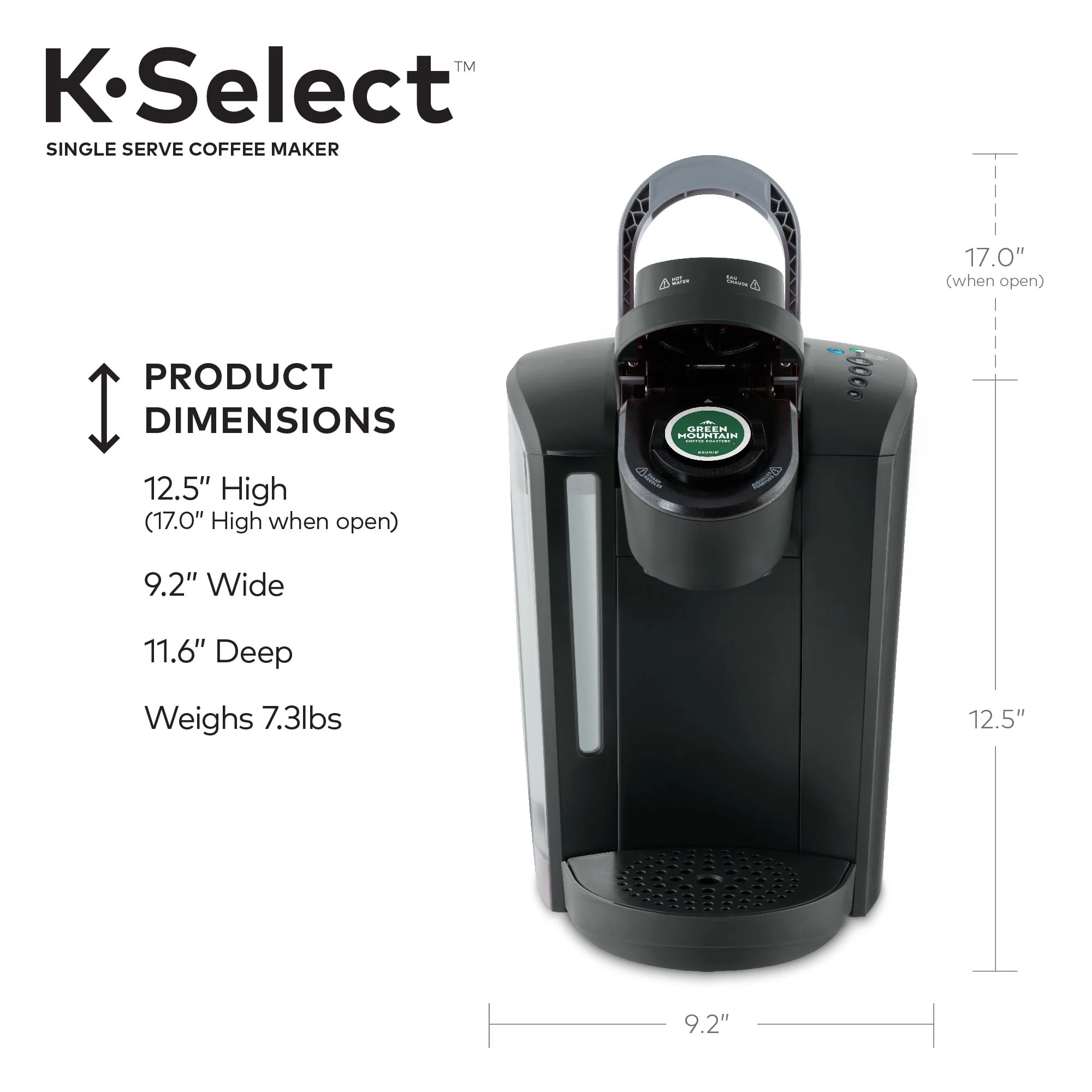Keurig K-Select Single-Serve K-Cup Pod Coffee Maker with 12oz Brew Size, Strength Control, Matte Black