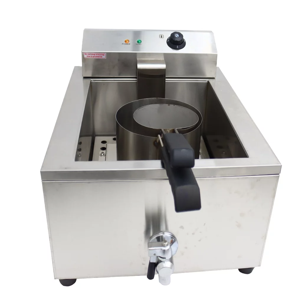 INTBUYING Funnel Cake Fryer Commercial Stainless Steel Countertop Fryer Restaurant Kitchen Shallow Funnel Cake Fryer