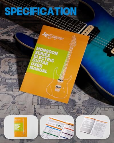 Leo Jaymz Electric Guitar Monsoon Series,Reverse Headstock,Mahogany Body,Roasted Maple Neck,Rosewood Fretboard,Locking Tuners,Rounded End Frets,AlnicoV Pickups,Fixed Bridge (Blue Flame)