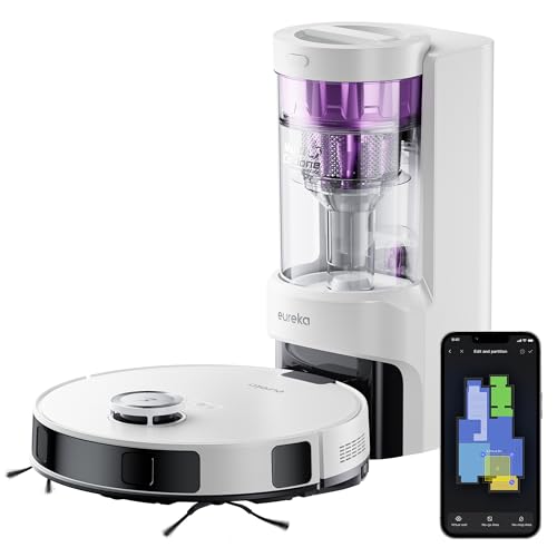 Eureka E10s Robot Vacuum with Bagless Self Emptying Station, Robotic Vacuum and Mop Combo, 45-Day Capacity, 4000Pa Suction for Pet Hair, Carpet&Floor, Auto Lifting Mop, LiDAR Navigation, App Control