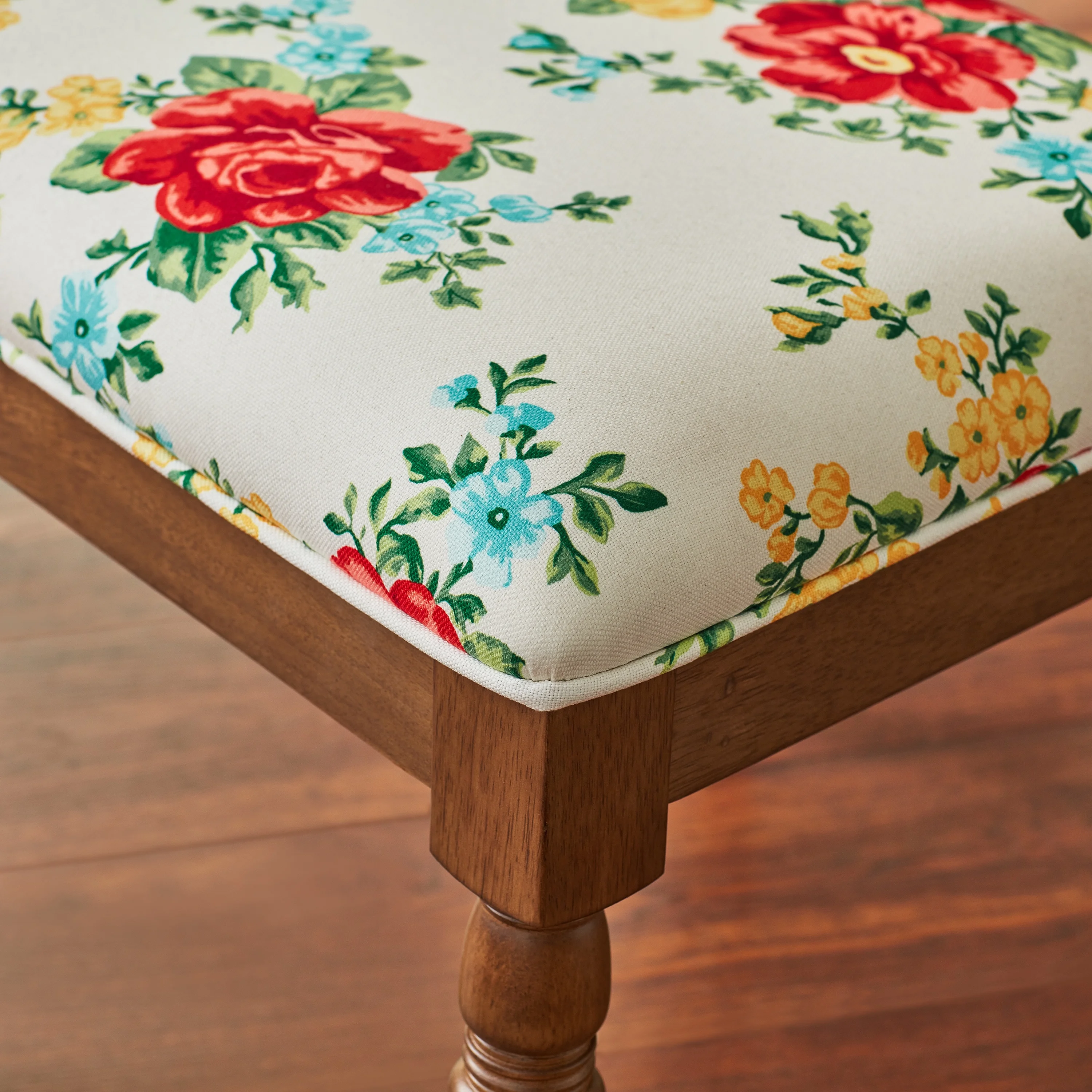 The Pioneer WomanCallie Vintage Floral Dining Chairs Made With Solid Wood Frame, Set of 2, Walnut Finish