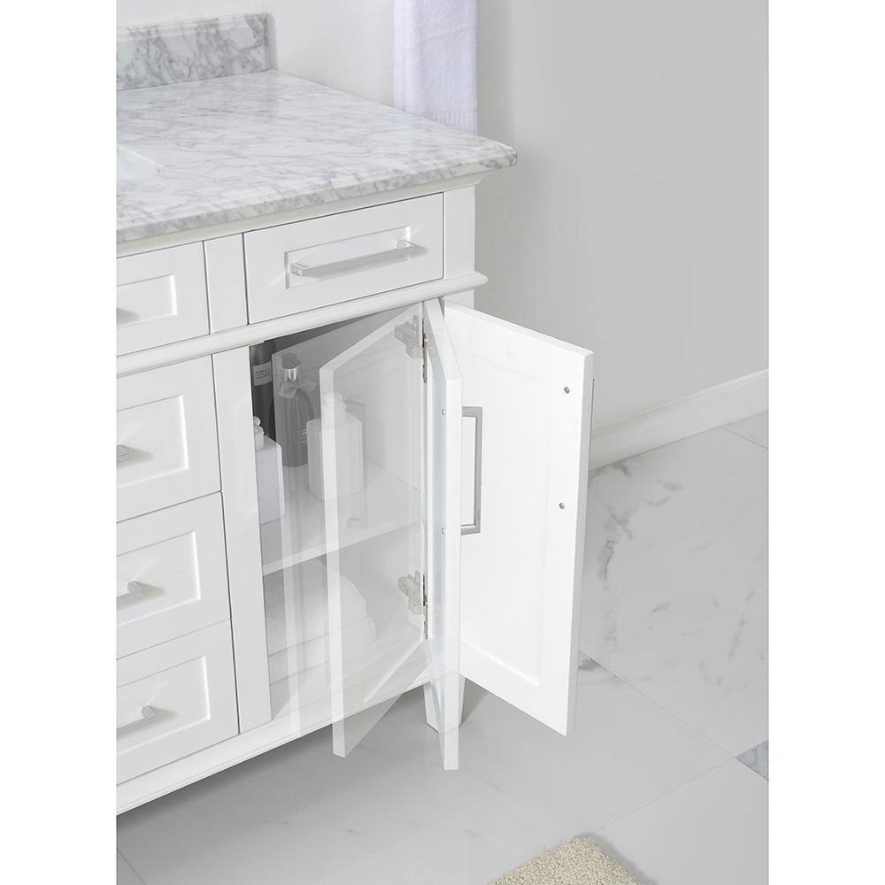 Home Decorators Collection Sonoma 48 in. W x 22 in. D Vanity in White with Carrara Marble Top with White Sinks