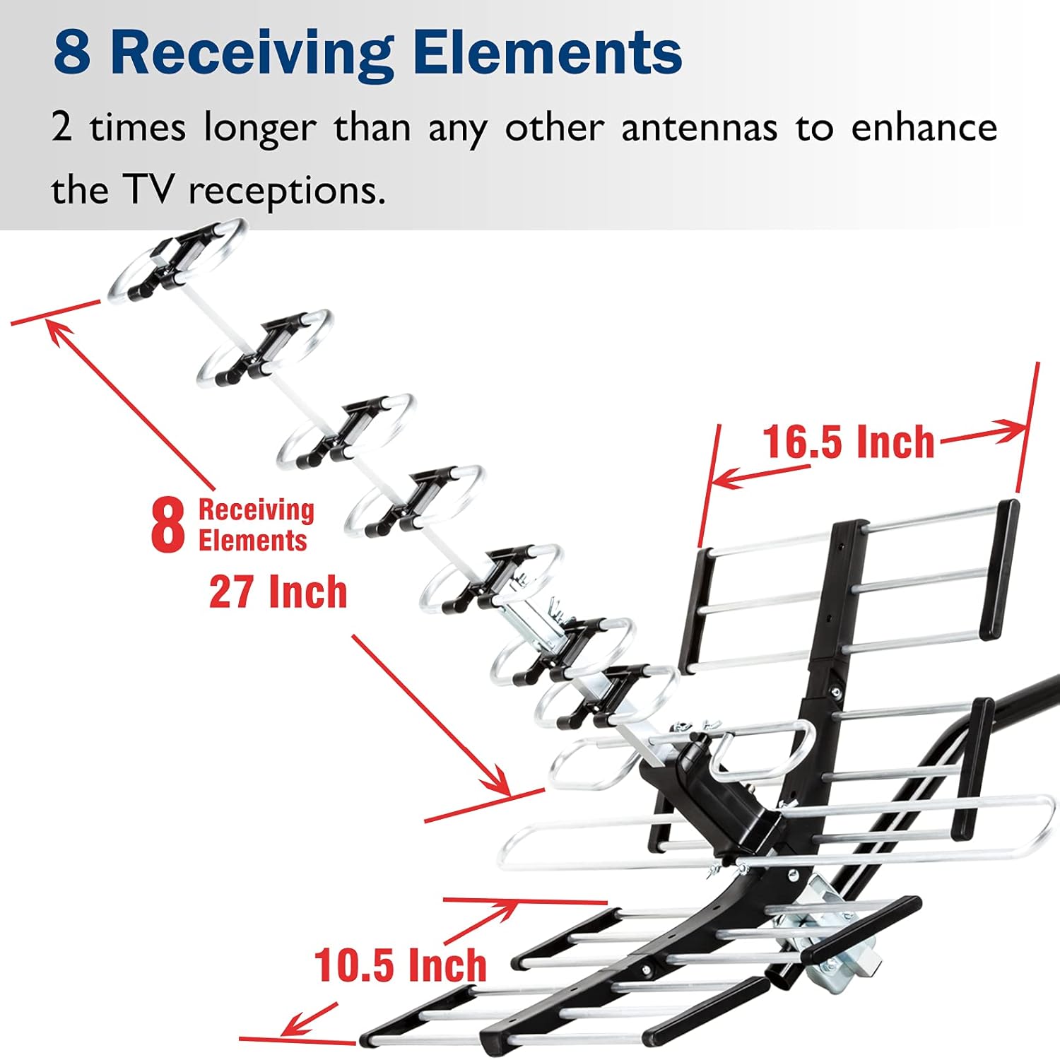 [Newest 2021] Five Star Outdoor HDTV Antenna up to 200 Mile Long Range, Attic or Roof Mount TV Antenna, Long Range Digital OTA Antenna for 4K 1080P VHF UHF Includes J Mount, 40 ft. RG6 Coaxial Cable