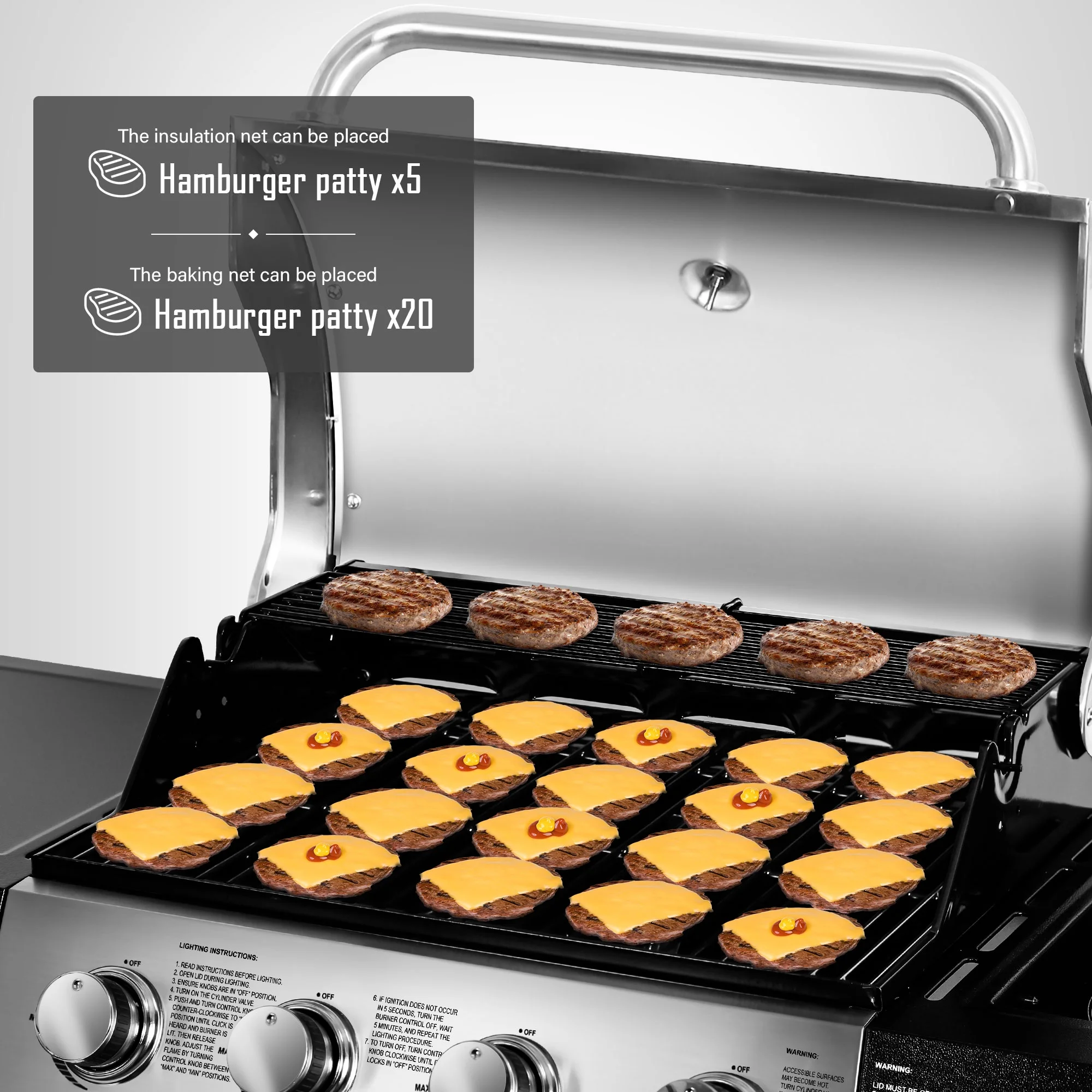 MASTER COOK 4 Burner Propane Gas Grill with Side Burner, Outdoor Stainless Steel Barbecue Grill