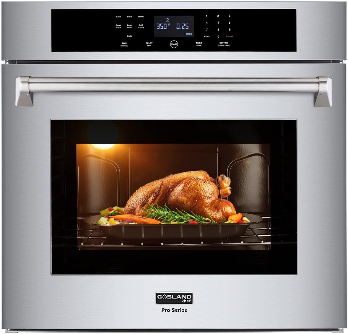 30 inch Electric Wall Oven,Gasland Chef Built-in 8 Cooking Function Single Ovens with Self-cleaning Convection Fan Touch Control,Stainless Steel
