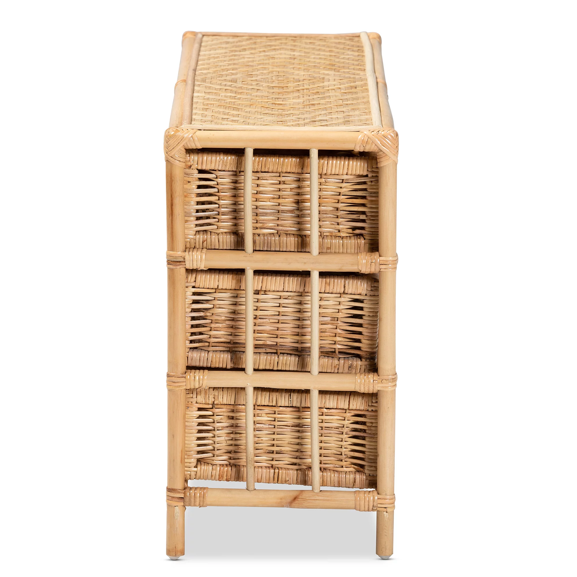 bali & pari Dariana Modern Bohemian Natural Brown Rattan 6-Drawer Storage Cabinet