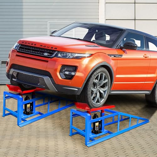 2PCS 5T 11060lbs Hydraulic Car Ramps, Heavy Duty Hydraulic Vehicle Ramps Lift Ramp, Portable Car Ramps for Oil Changes, Car Lifts for Home Garage, Vehicle Auto Garage Repair