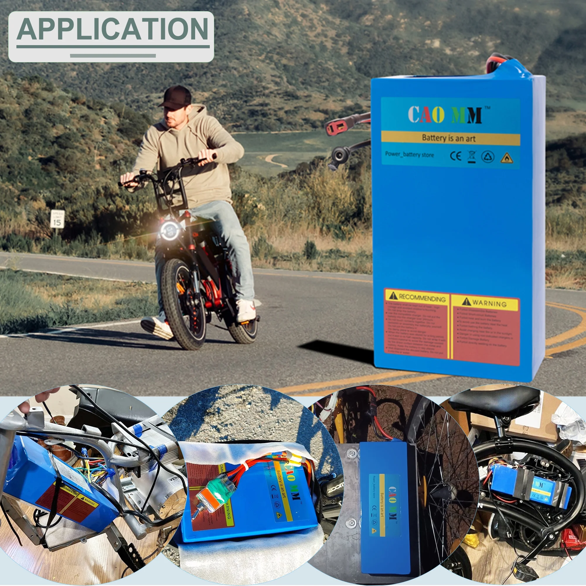 Ebike Battery 48V 8Ah Lithium Battery 30A BMS with Charger 48V Battery for 750W Electric Bike Motorcycle