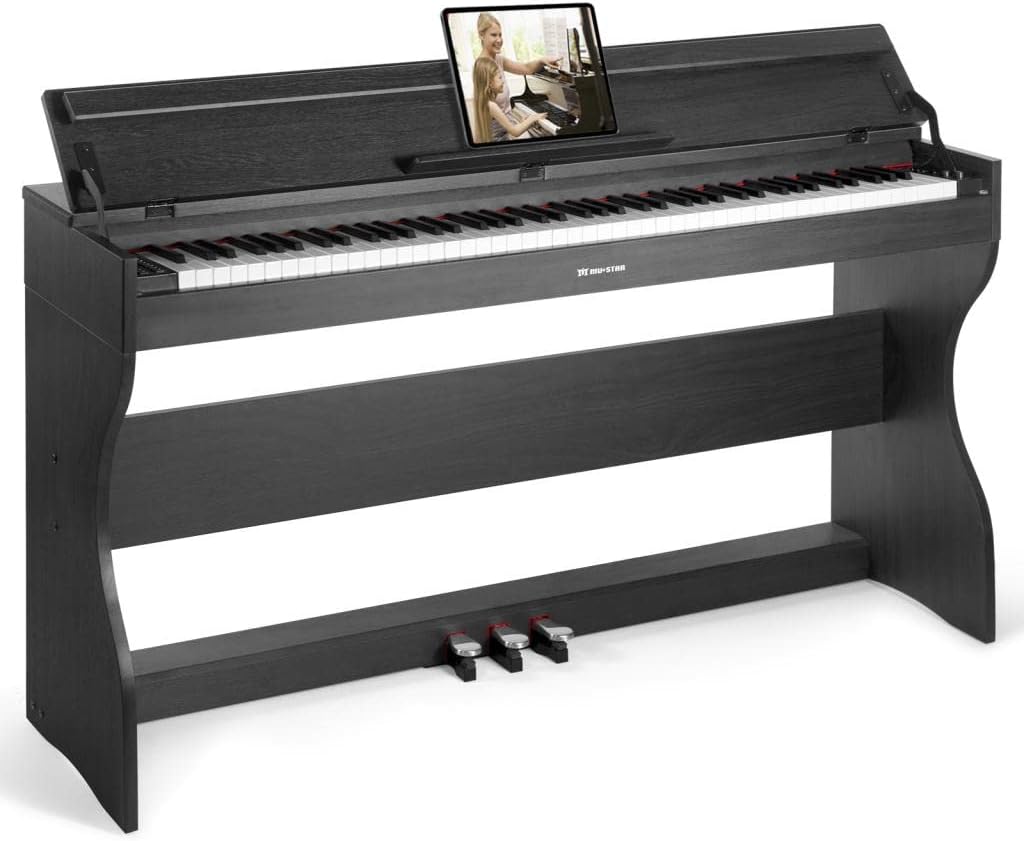 MUSTAR Digital Piano Keyboard 88 Keys Full Weighted Hammer Action Keyboard Piano for Beginners, Digital Piano 88 Weighted Keys Electric Piano - Dual Stereo Speakers, 3 Pedals, Furniture Stand, Black