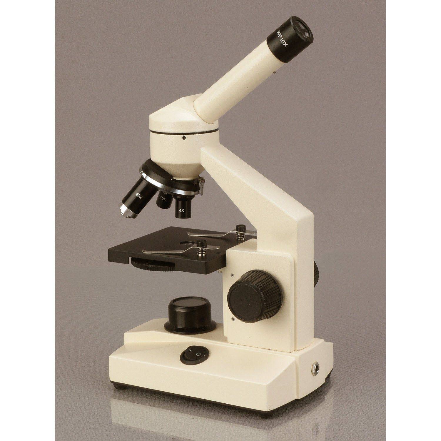 Amscope 40X-1000X All-Metal All Optical Glass Lens Student Biological Field Microscope with LED Light,