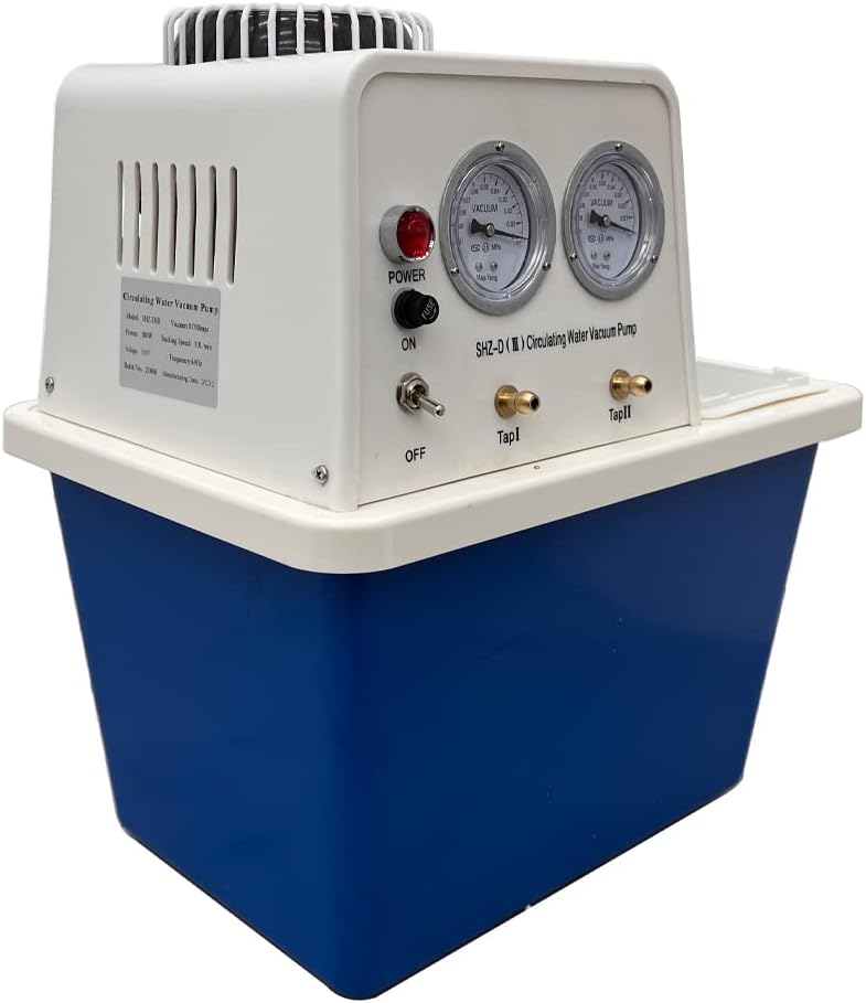 TECHTONGDA Water Circulating Vacuum Pump, 110V Lab Multi-Purpose Circulating Water Vacuum Pump with 2 Off-Gas Taps, Lab Chemistry Equipment, 15L Capacity, Anti-Corrosion Pump, 60L/min Flow Rate