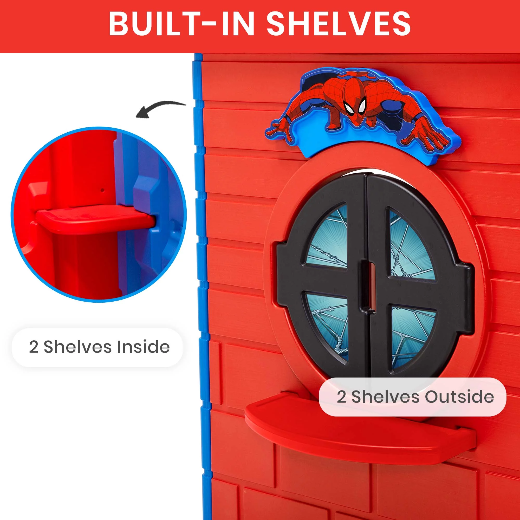 Marvel Spider-Man Plastic Indoor/Outdoor Playhouse with Easy Assembly by Delta Children, Blue/Red