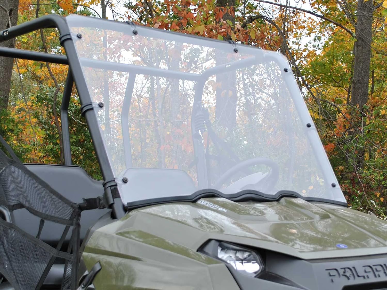 SuperATV Heavy-Duty Full Windshield for 2010-2014 Polaris Ranger Midsize 400 | 1/4” Clear Polycarbonate 250x Stronger Than Glass and 25x Stronger Than Acrylic | Snug, Rattle-Free Fit | USA Made!
