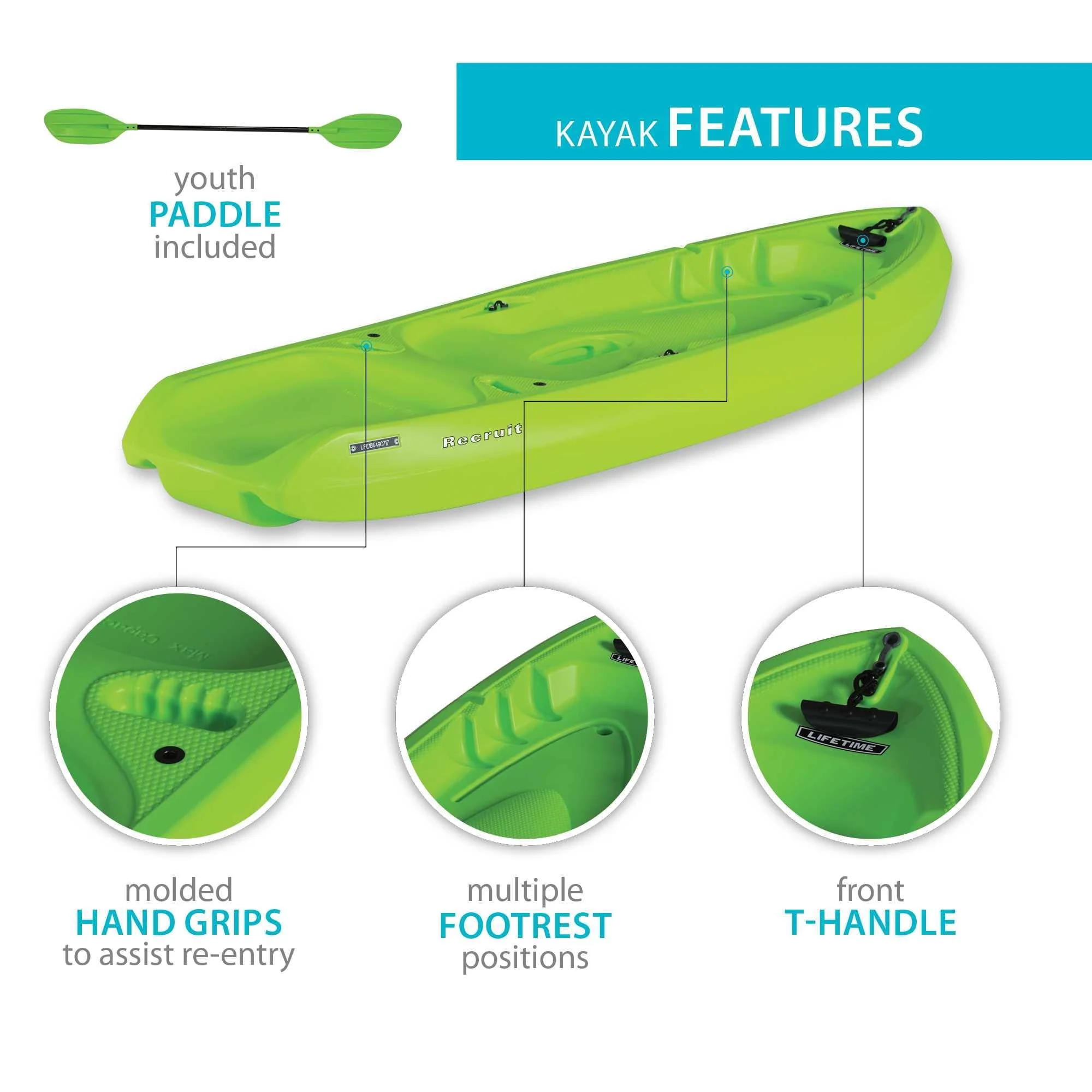 Lifetime Recruit 66 Youth Kayak - Dragonfly Blue - 90746