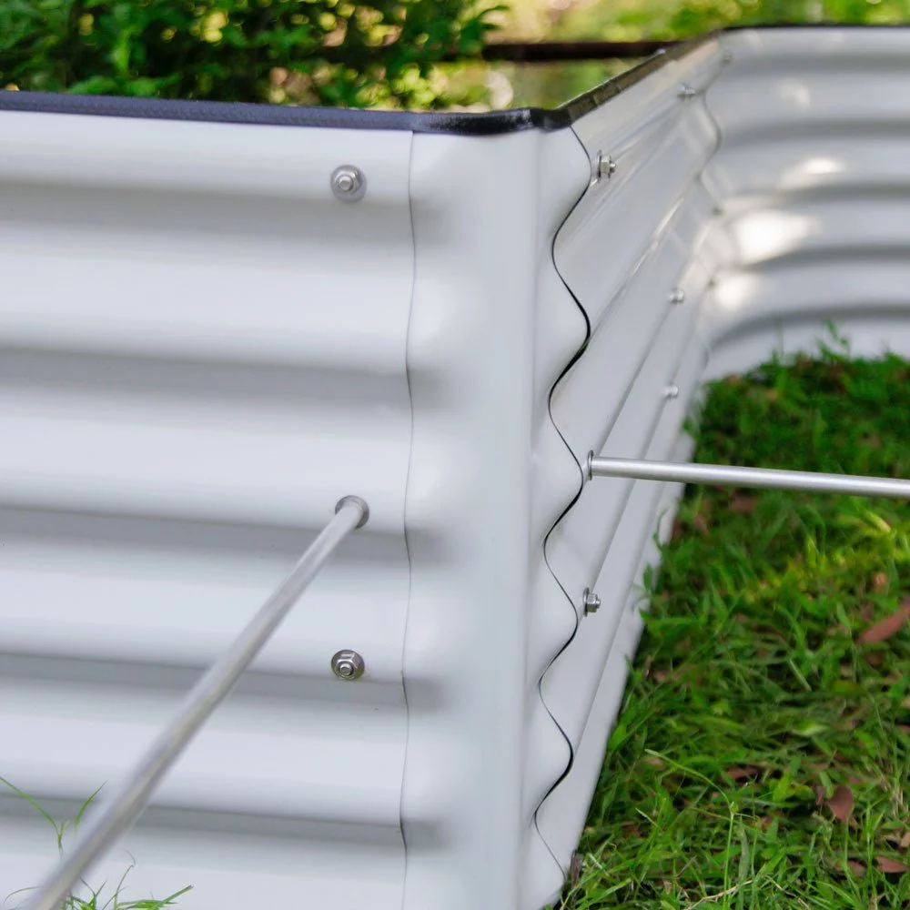 VEGEGA 17" Tall L-Shaped Modular Corrugated Metal Raised Garden Beds Large Size - Grey