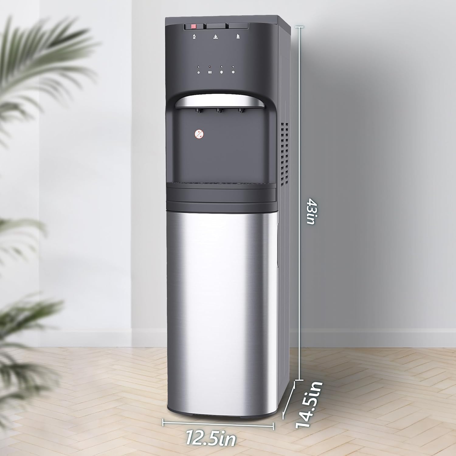 Self-Cleaning Bottom Loading Water Dispenser, 3 Temperature Settings Water Dispenser, 3 or 5 Gallon Bottled Water with UV Light, Stainless Steel Water Dispenser for Home, Office, Black
